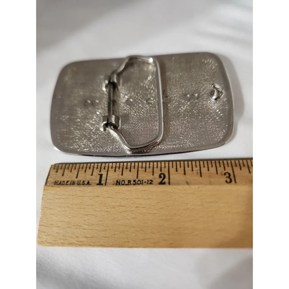 Vintage Ladies Silvertone Beltbuckle‎ With Flower Accents